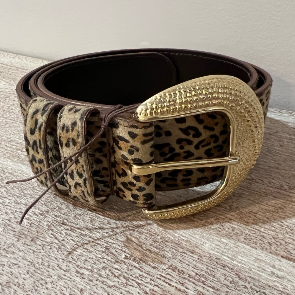 Vintage Genuine Leather Animal Print Belt Size M/L